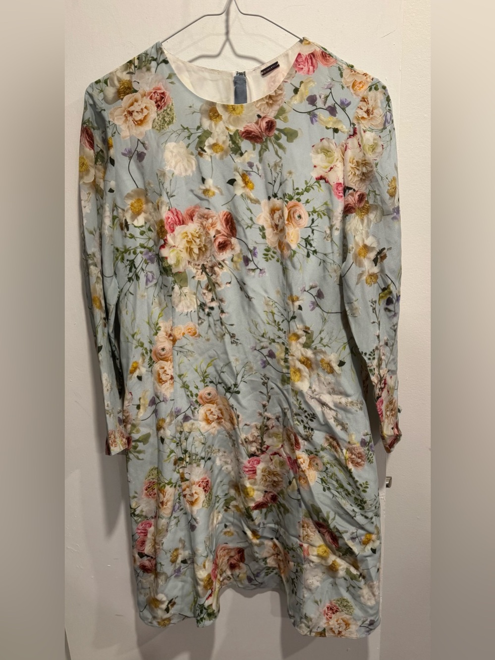 Adam Lippes silk floral lined long sleeve mini shift dress designer tunic 2/4